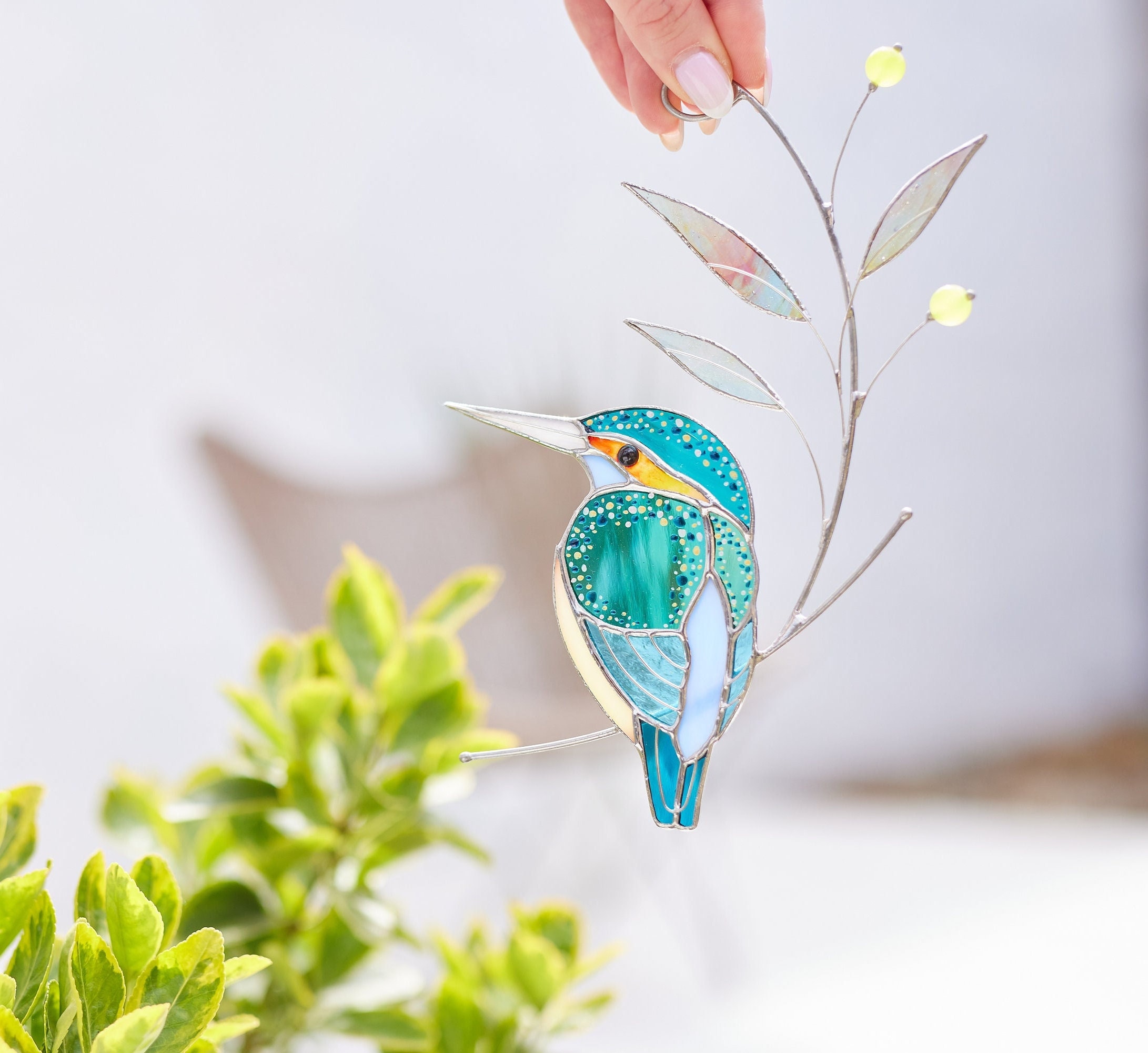 Kingfisher Stained Glass Suncatcher Ornament