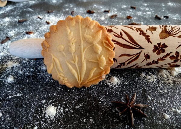 Wild Flowers Engraved Rolling Pin